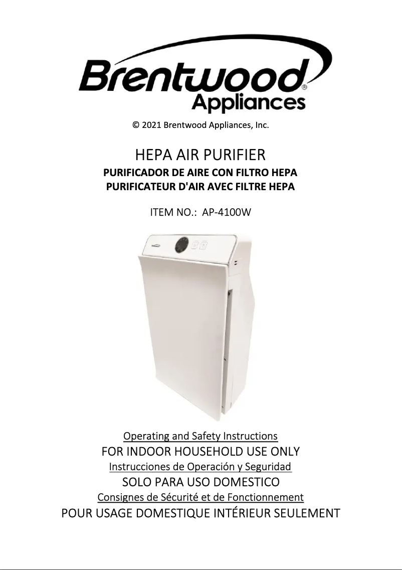 Page 1 de la notice Manuel utilisateur Brentwood AP-4100W