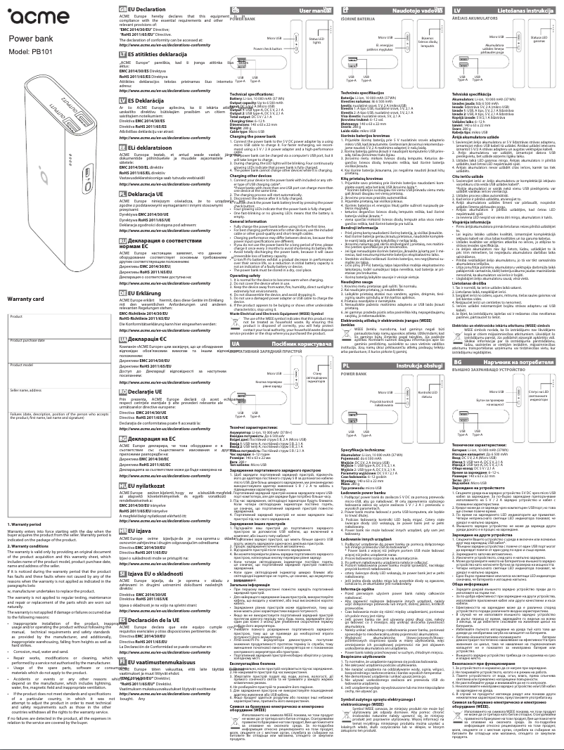 Image de la première page du manuel de l'appareil PB101