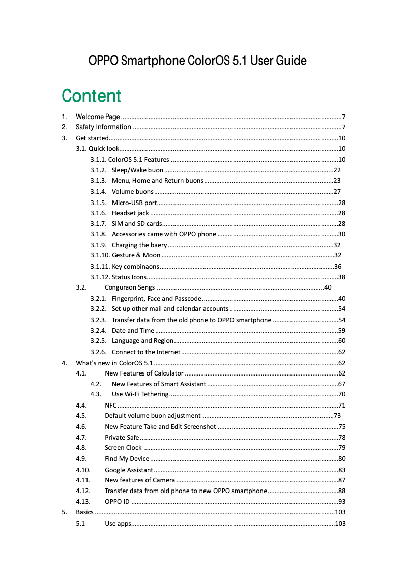 First page image of the manual for Realme C1