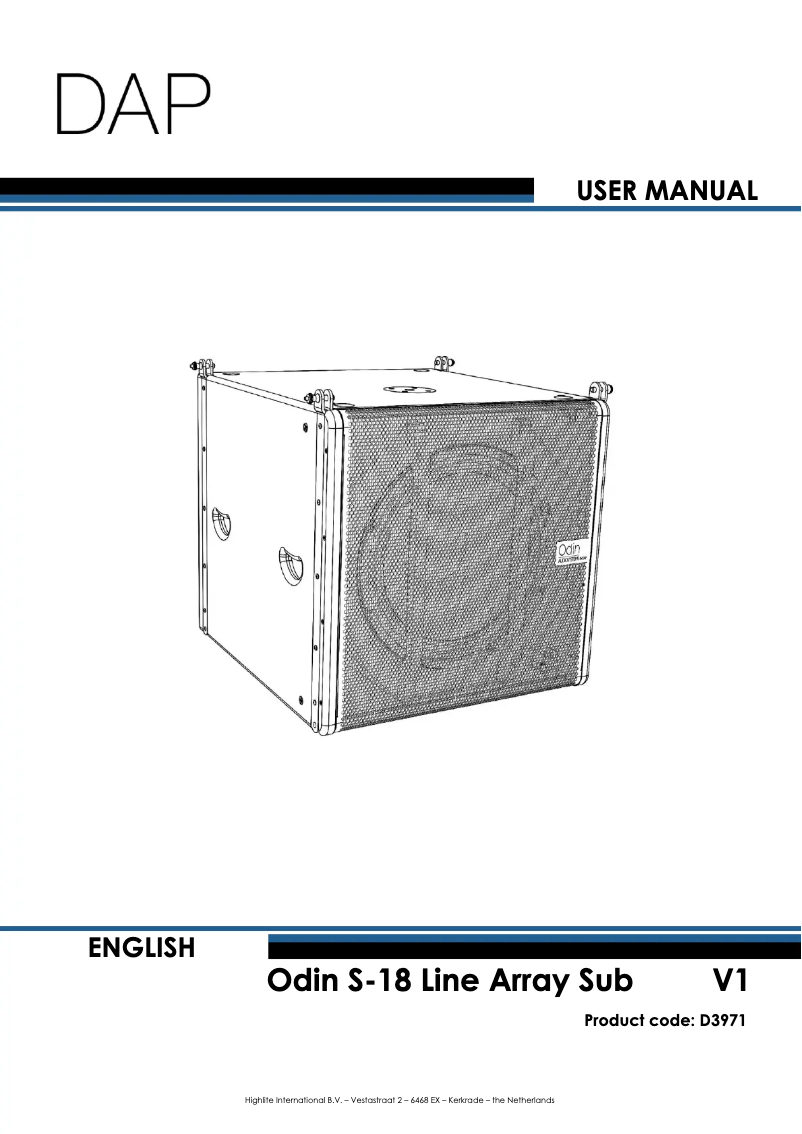 Page 1 de la notice Manuel utilisateur DAP-Audio Odin S-18