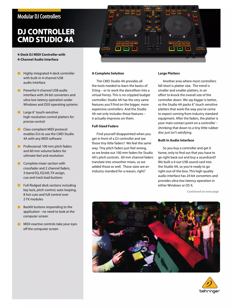 Page 1 of the manual Brochure Behringer CMD STUDIO 4a