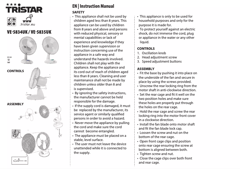 Page 1 of the manual User Manual TriStar VE-5835UKQ