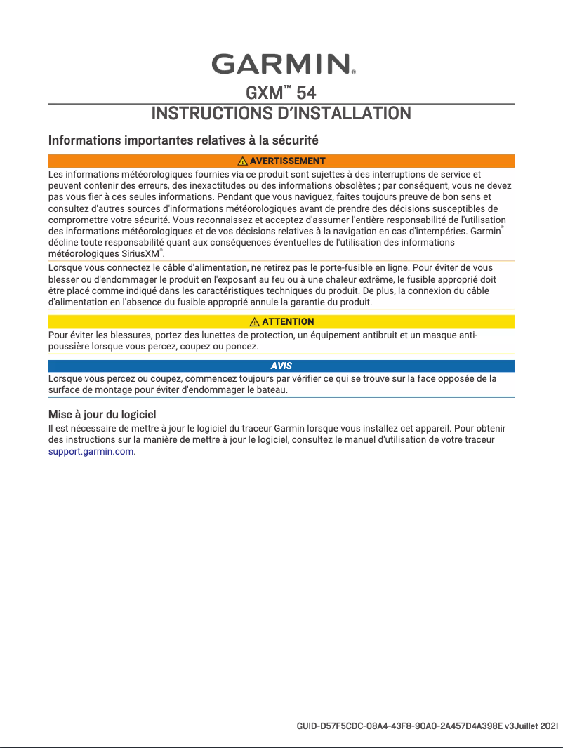 First page image of the manual for GXM 54