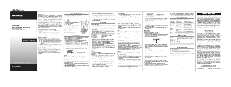 First page image of the manual for MMA3623