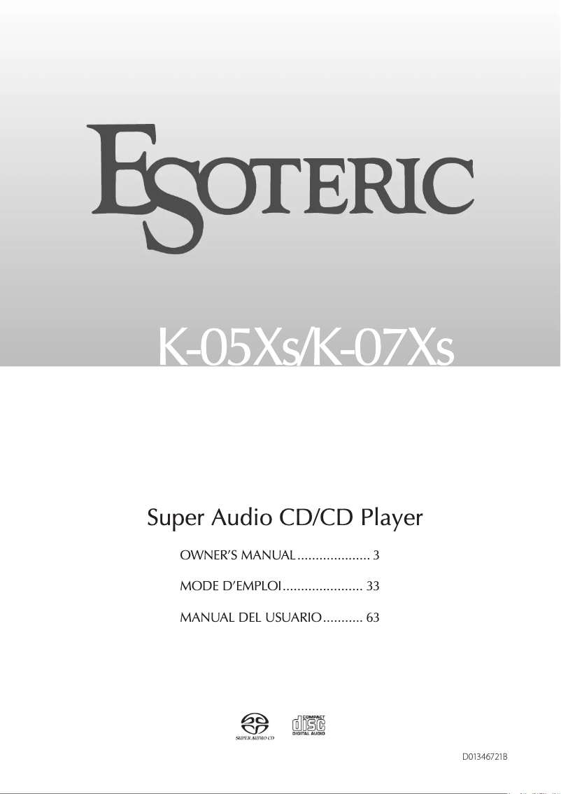 Page 1 of the manual User Manual Esoteric K-05Xs