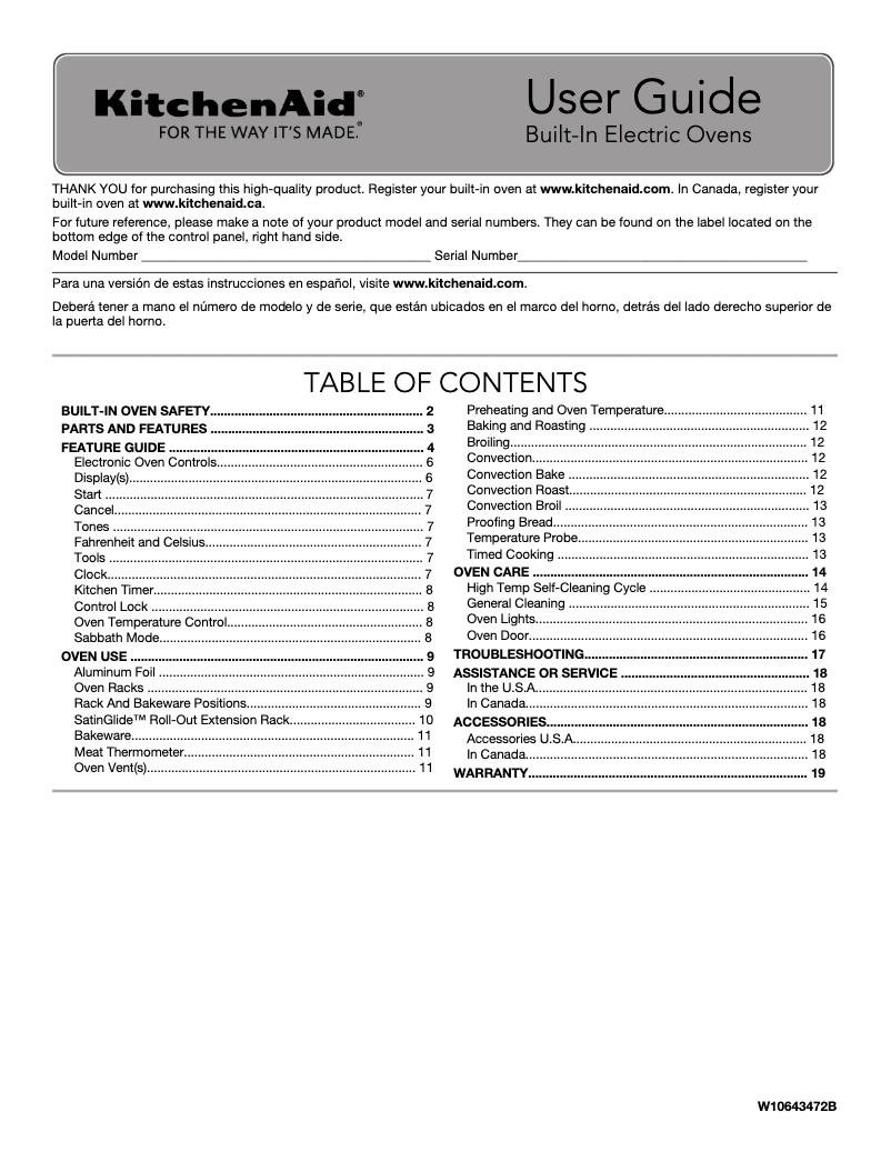 First page image of the manual for KOCE507EBL