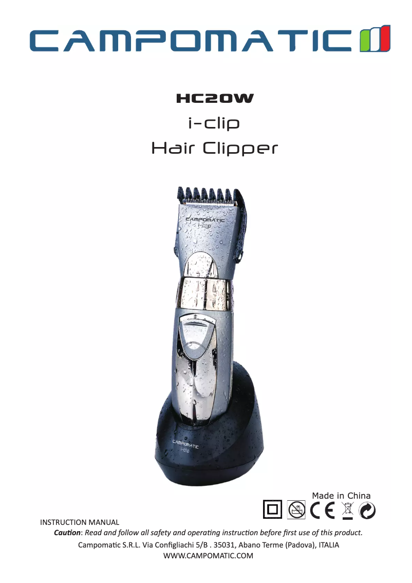 First page image of the manual for HC20W