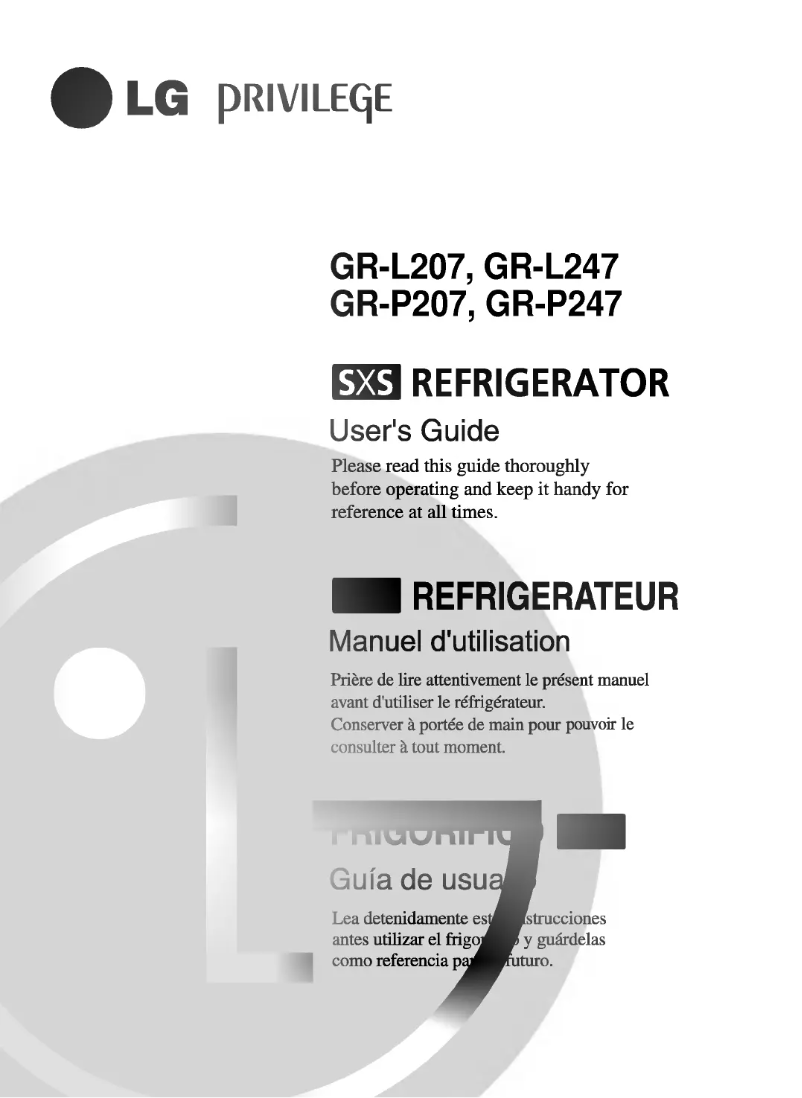 First page image of the manual for GR-L247ER