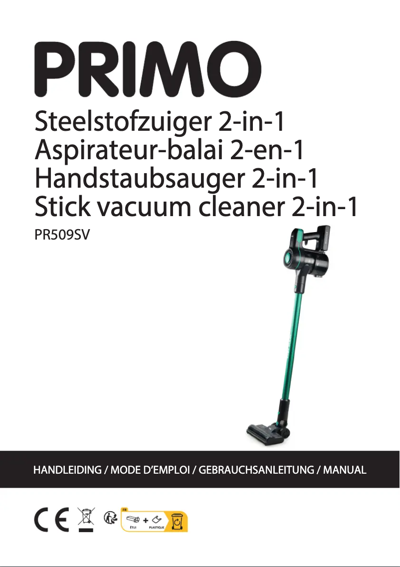 First page image of the manual for PR509SV