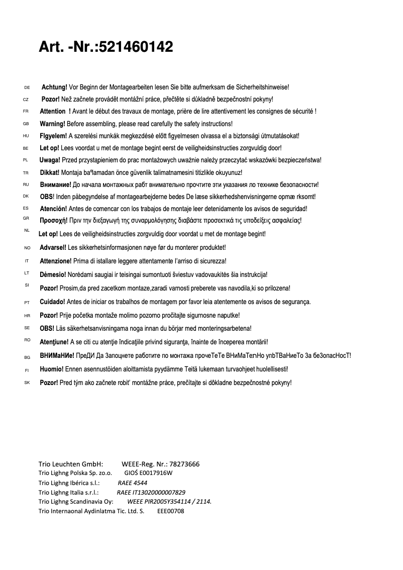 First page image of the manual for Kama 521460142