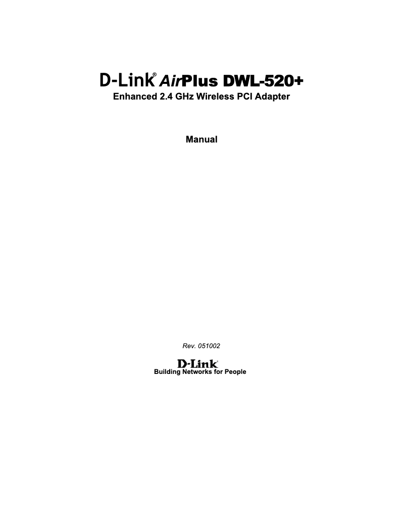 Page 1 of the manual User Manual D-Link AirPlus DWL-520+