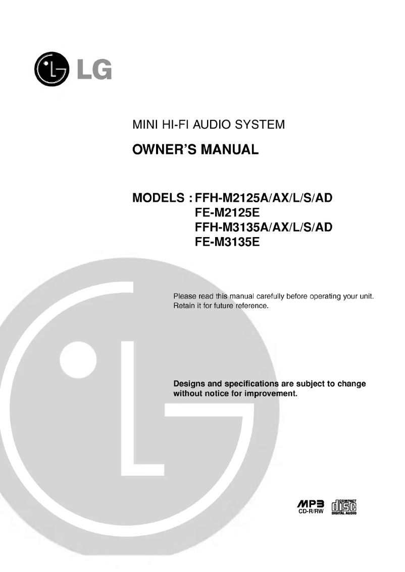 Page 1 of the manual User Manual LG FFH-M3135A