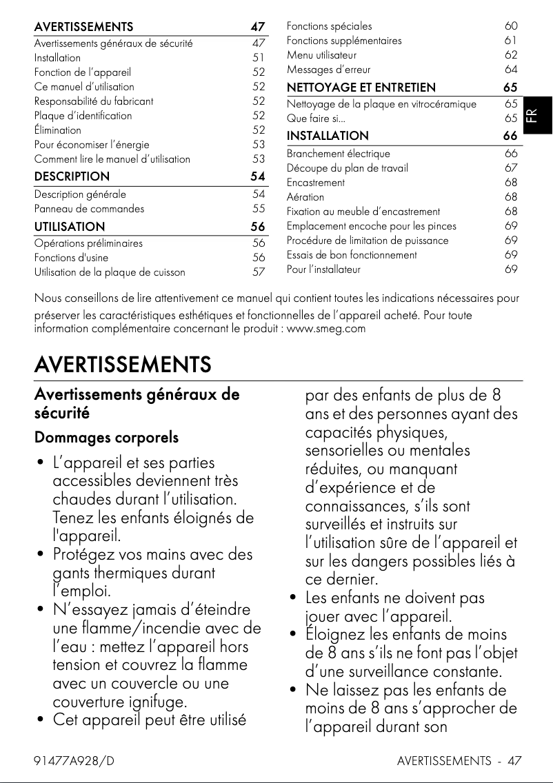 Page 1 of the manual User Manual Smeg SIM3964D