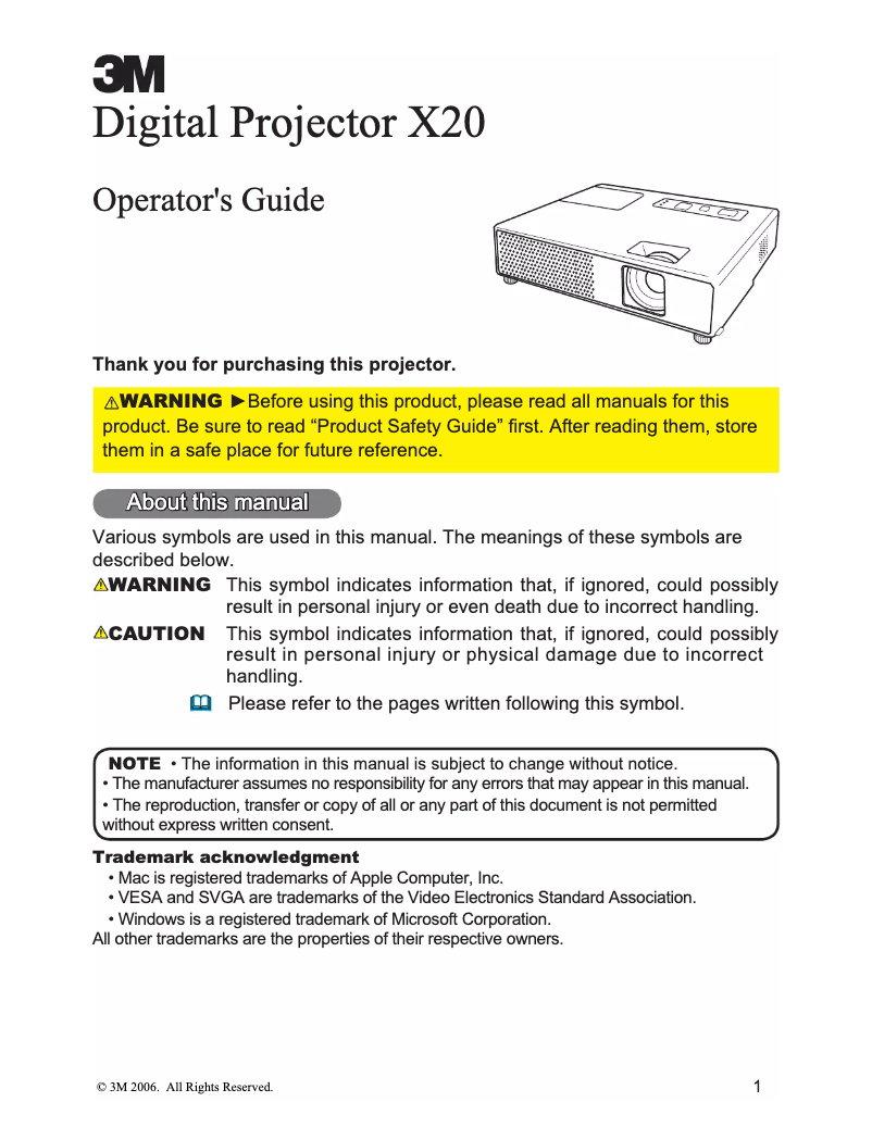 First page image of the manual for X20