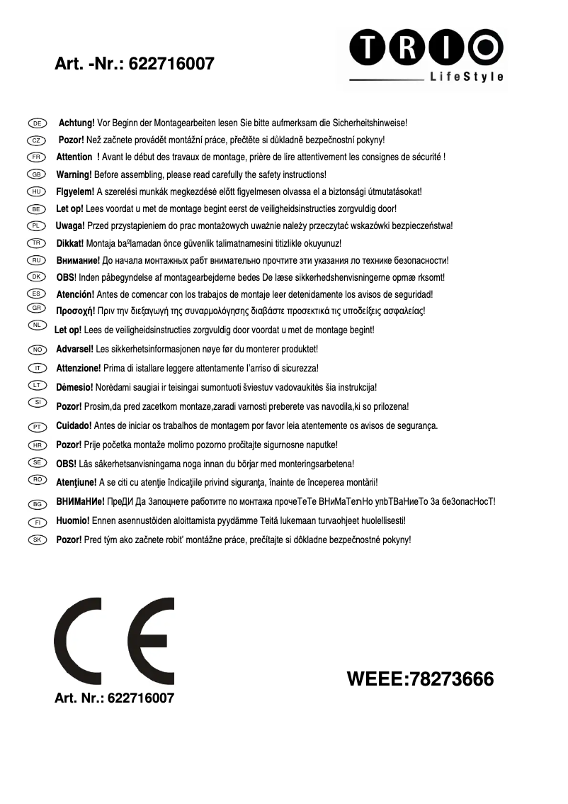 First page image of the manual for Future 622716007