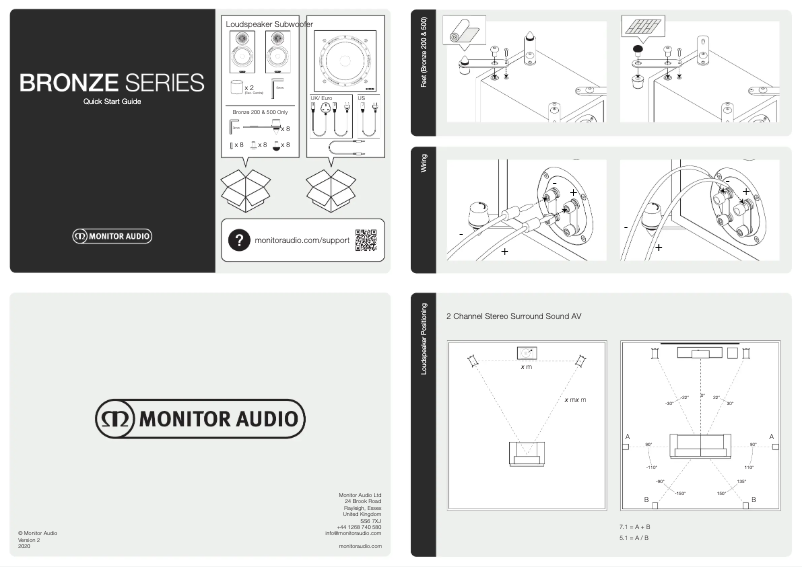 Page 1 of the manual Quick Start Guide Monitor Audio Bronze 200 AV 5.1.2