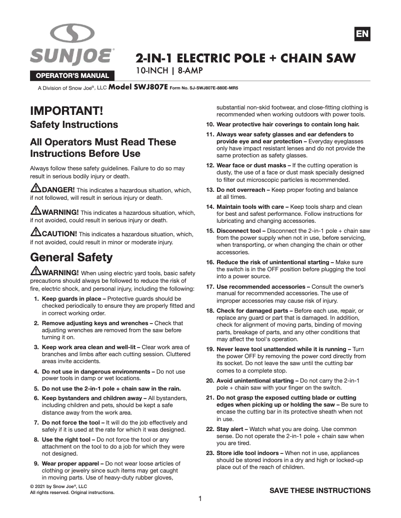 First page image of the manual for SWJ807E