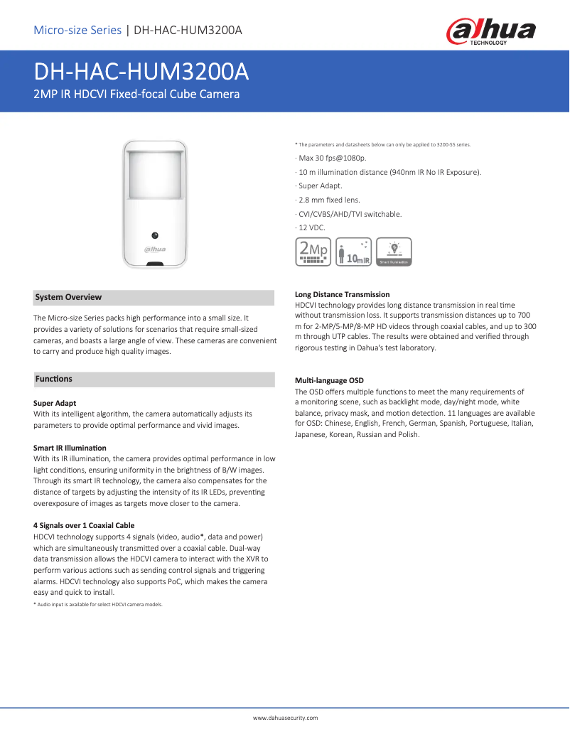 First page image of the manual for HAC-HUM3200A