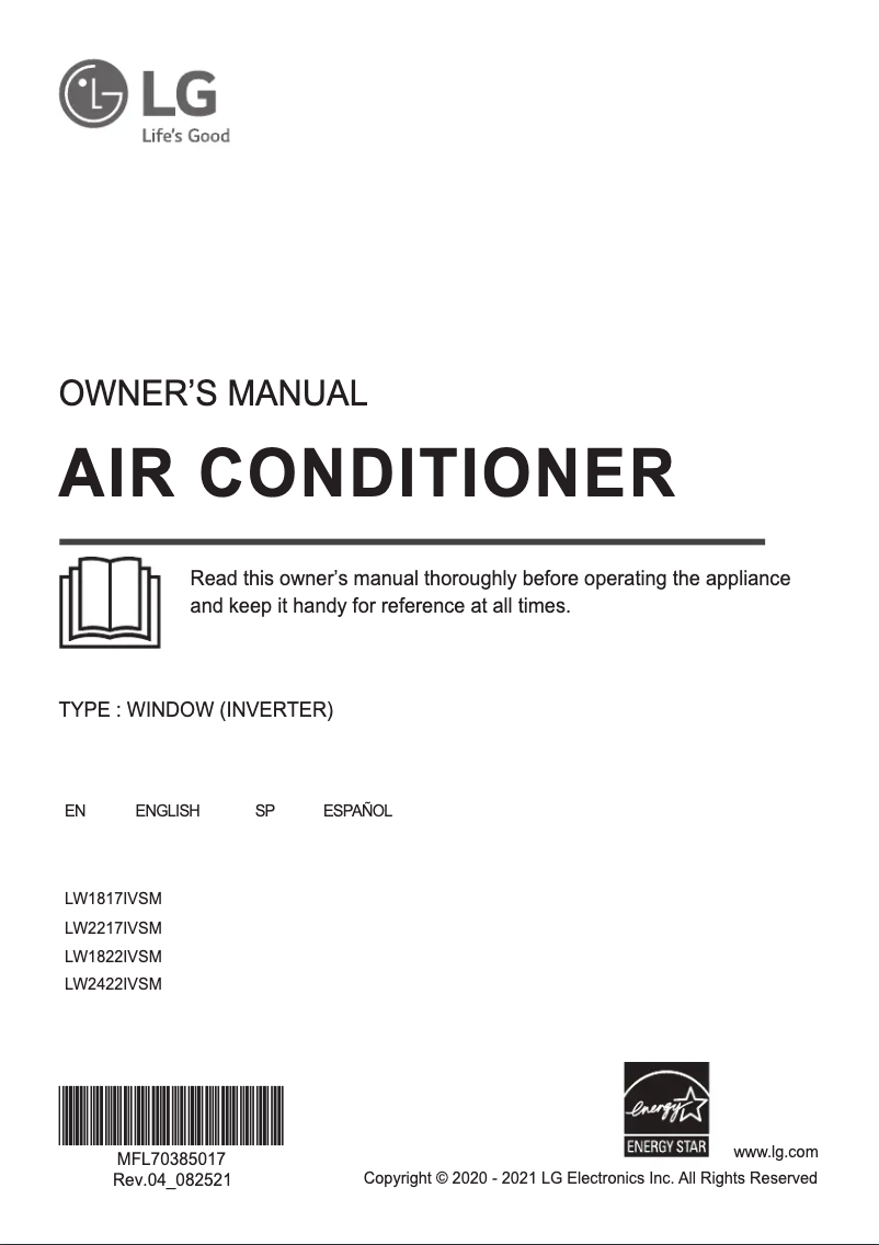 First page image of the manual for LW1817IVSM