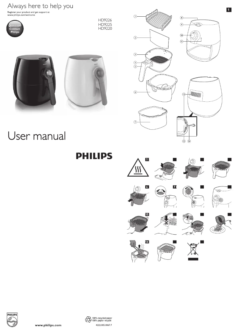Page 1 of the manual User Manual Philips Viva Collection Airfryer HD9220