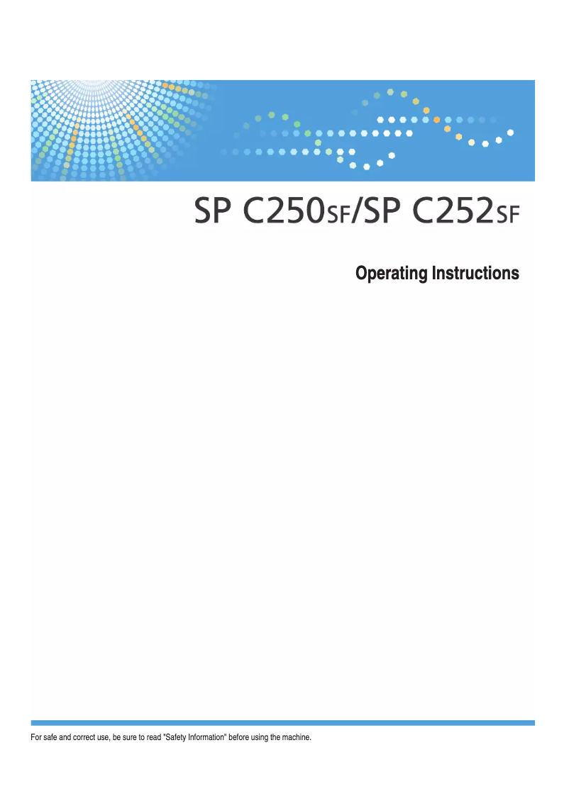 First page image of the manual for SP C252SF