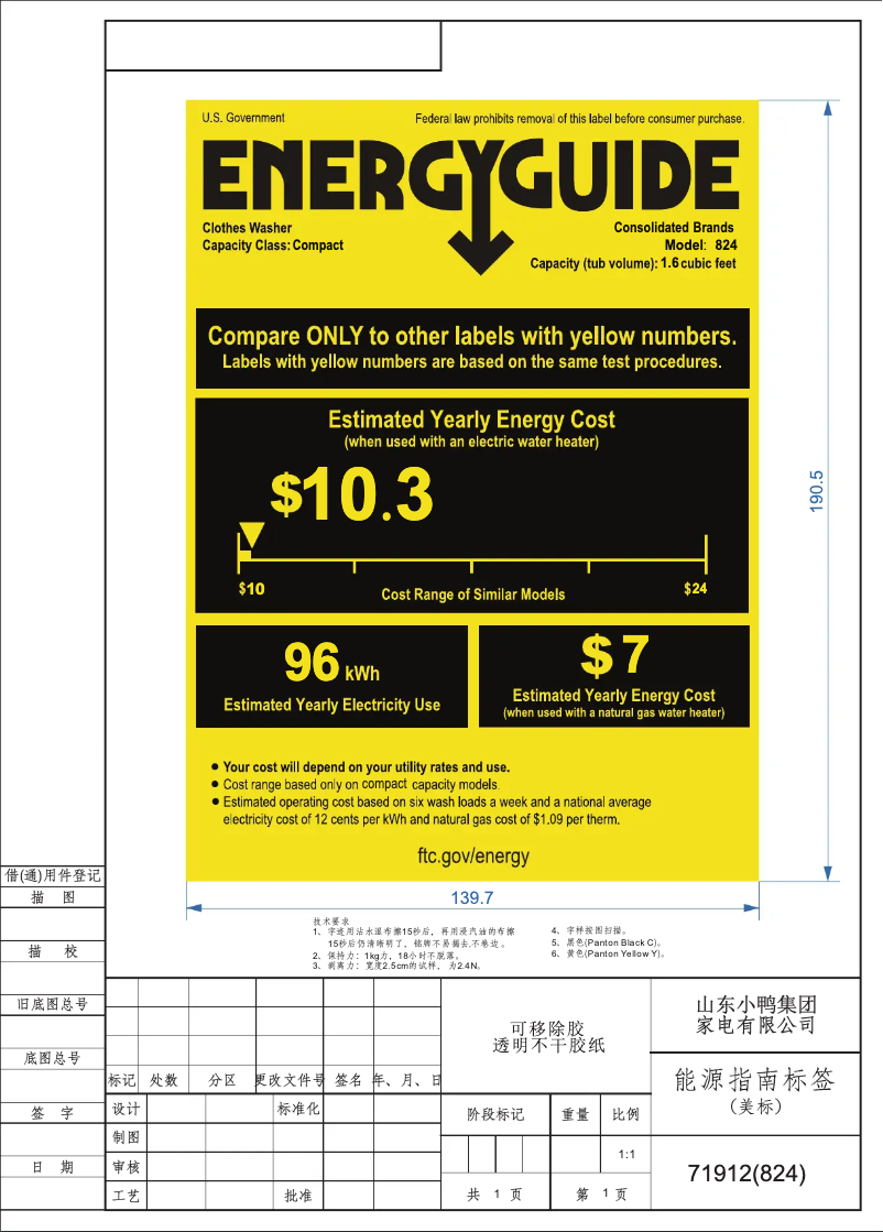 Page 1 of the manual Energy Label Equator EW824NED850