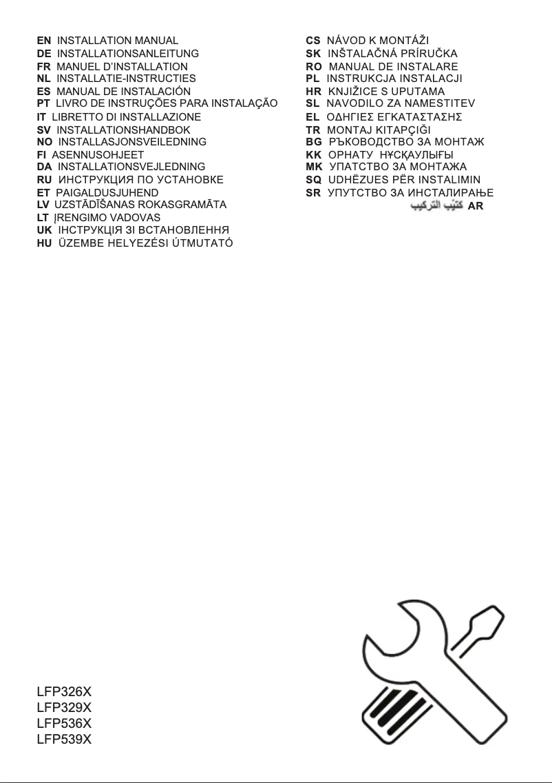 Page 1 of the manual Installation Guide Electrolux LFP539X