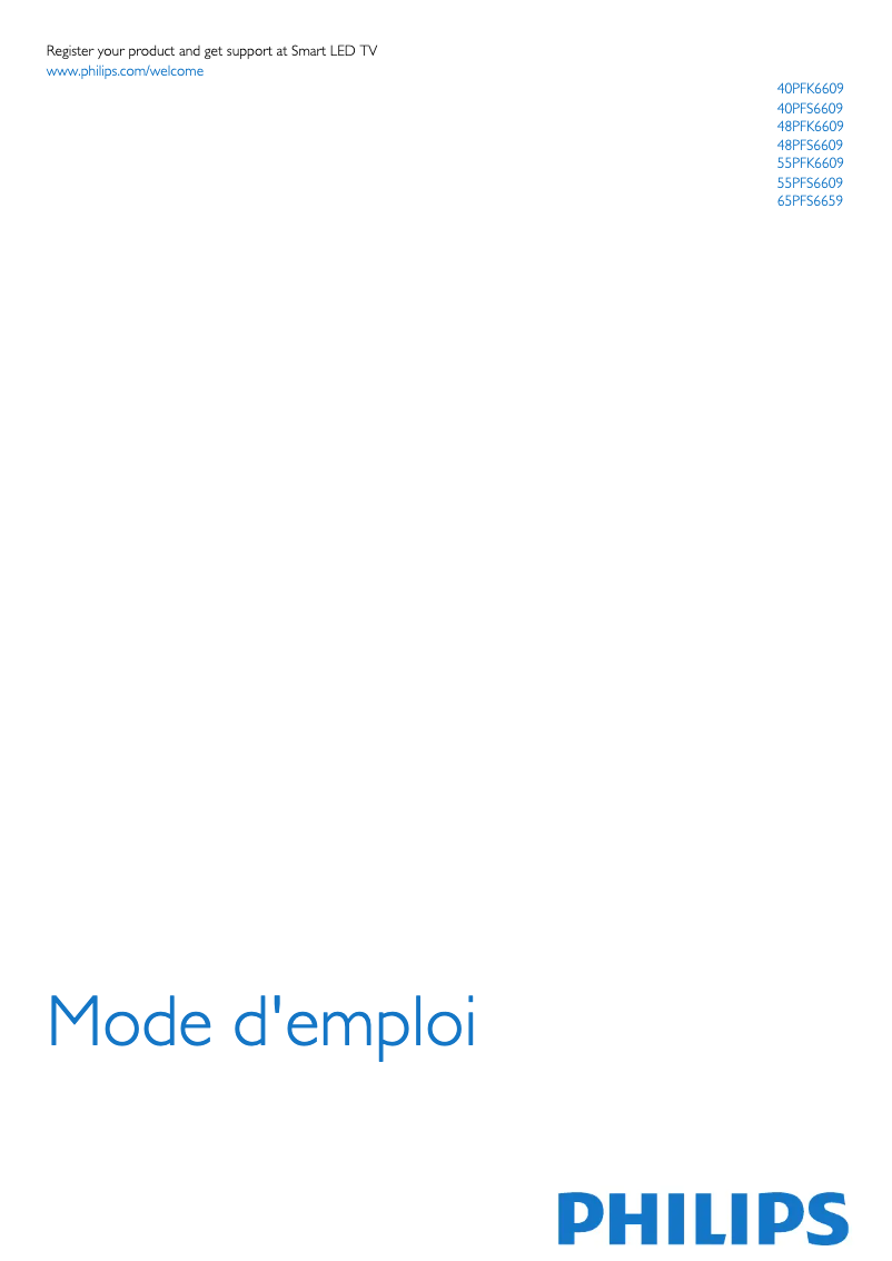 First page image of the manual for 65PFS6659