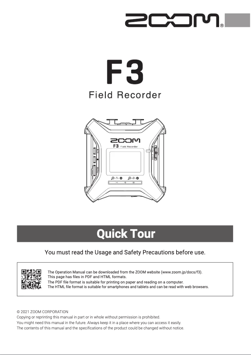 First page image of the manual for F3