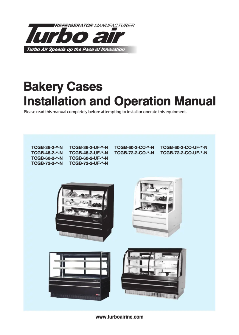 Page 1 of the manual User Manual Turbo air TCGB-36-R-N