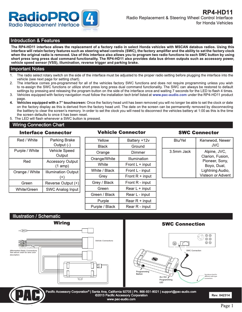 First page image of the manual for RP4-HD11