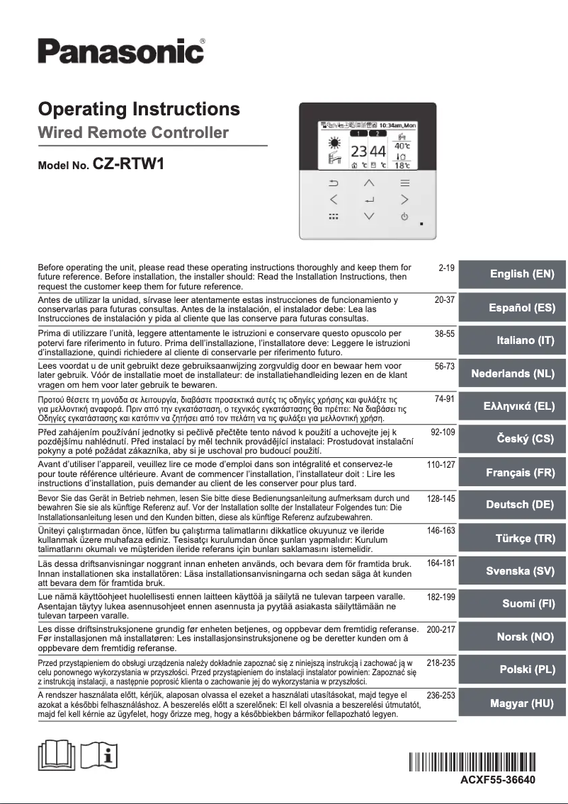 Page 1 of the manual User Manual Panasonic CZ-RTW1