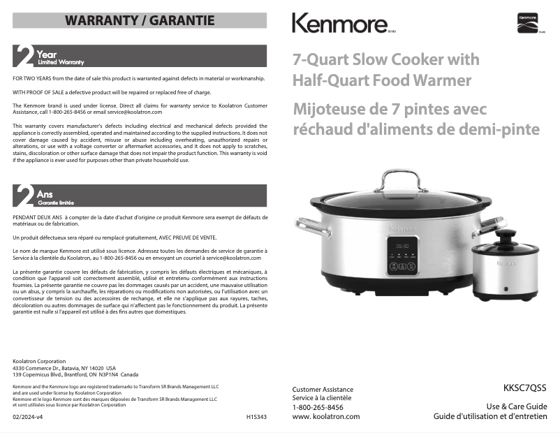 First page image of the manual for KKSC7SS