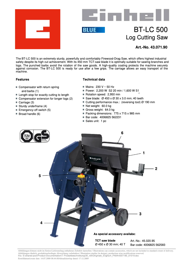 First page image of the manual for BT-LC 500
