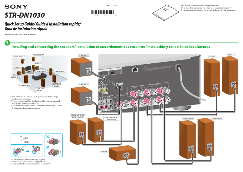Page 1 of the manual Installation Guide Sony STR-DN1030