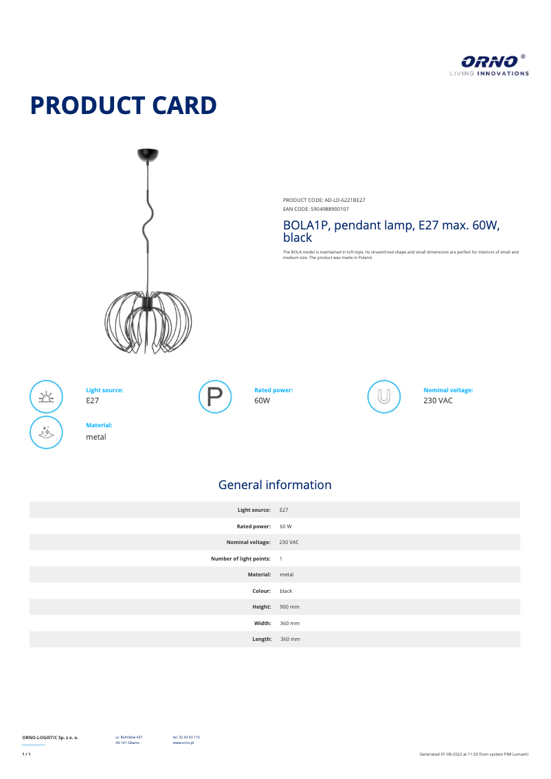First page image of the manual for AD-LD-6221BE27