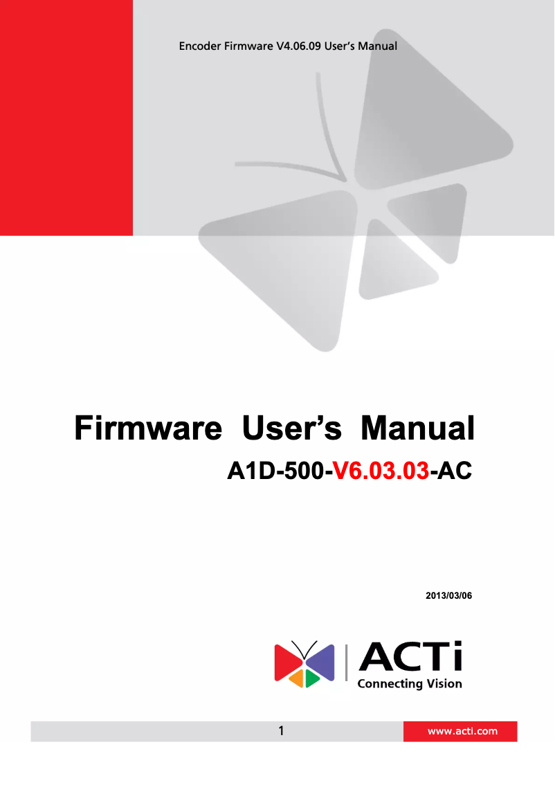 Page 1 of the manual User Manual ACTi E61