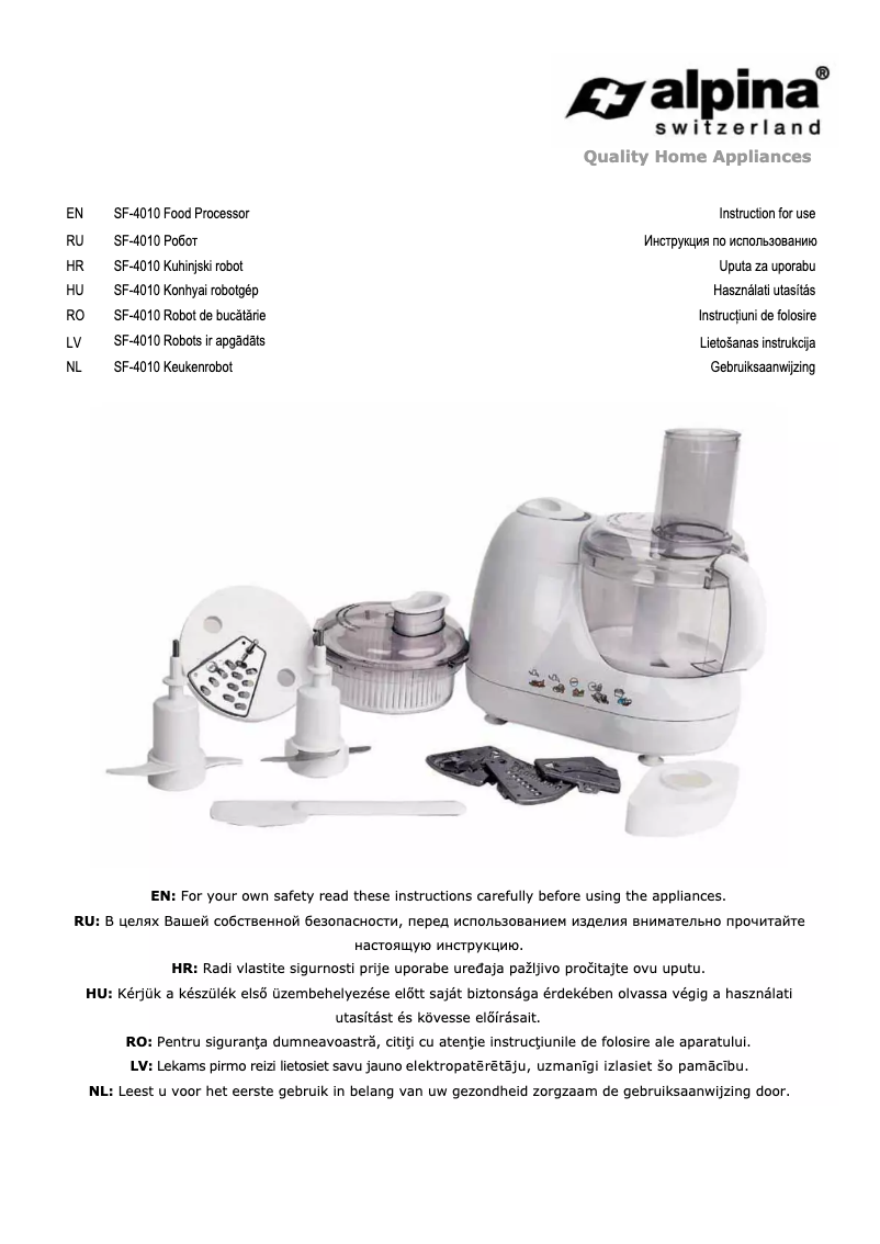 Page 1 of the manual User Manual Alpina SF-4010