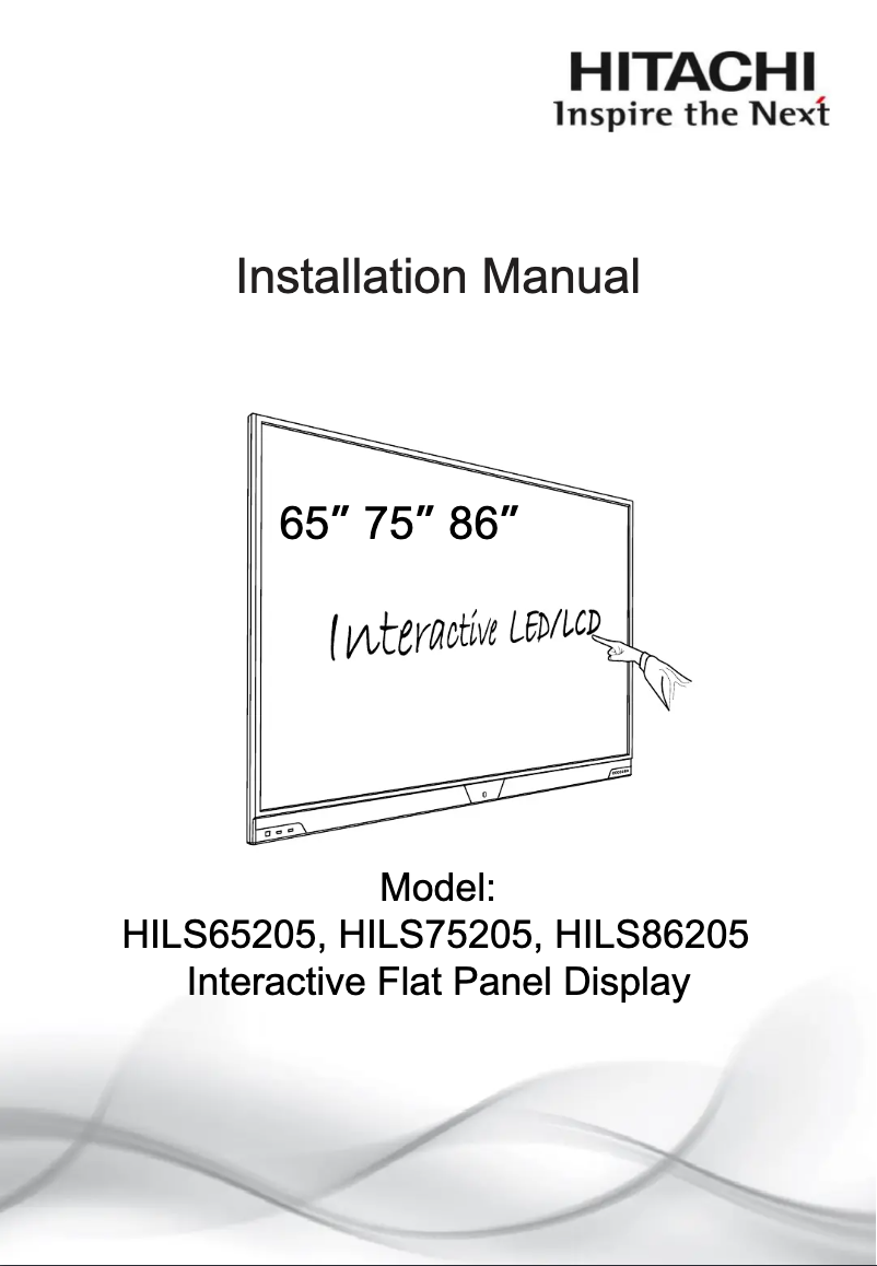 Page 1 of the manual Installation Guide Hitachi HILS86205