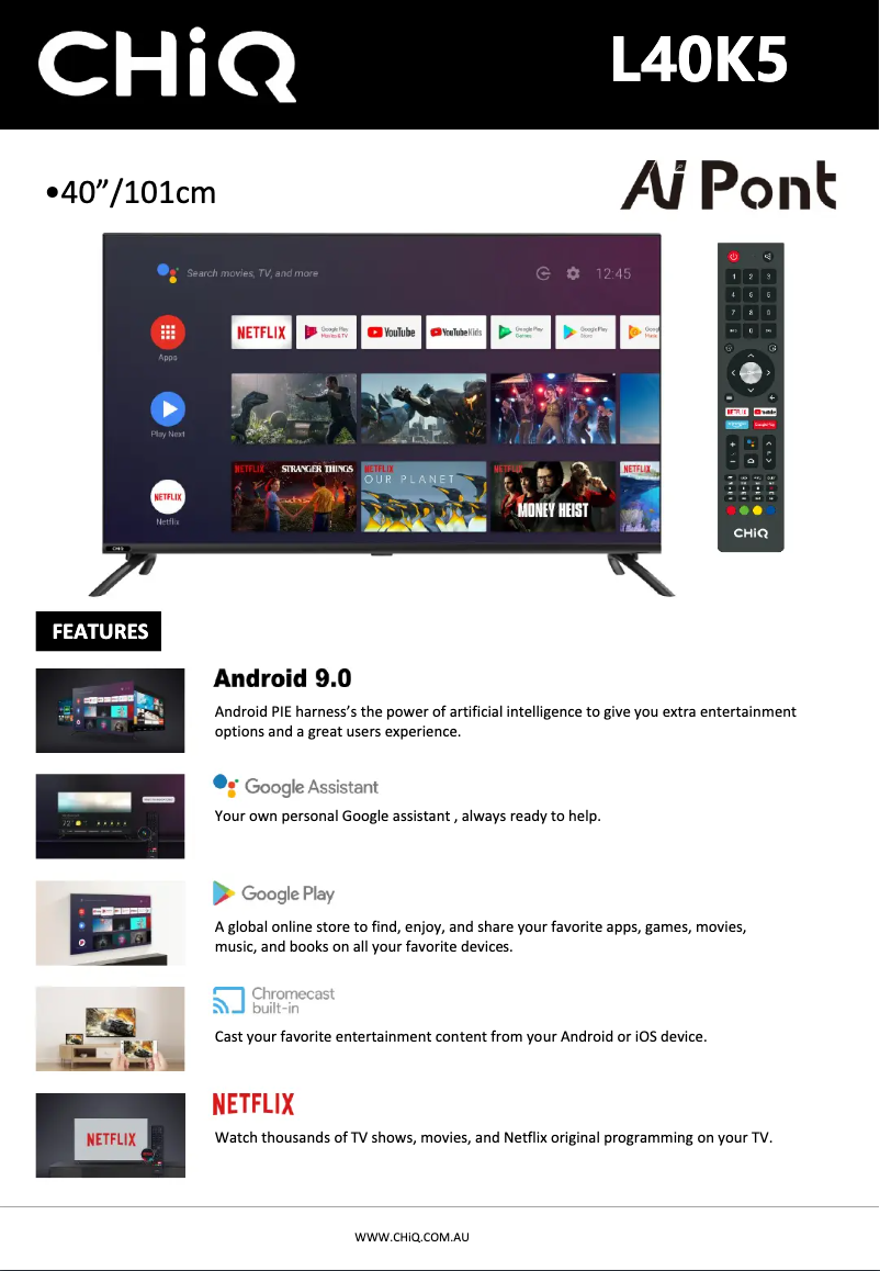 Page 1 de la notice Fiche technique CHiQ L40K5