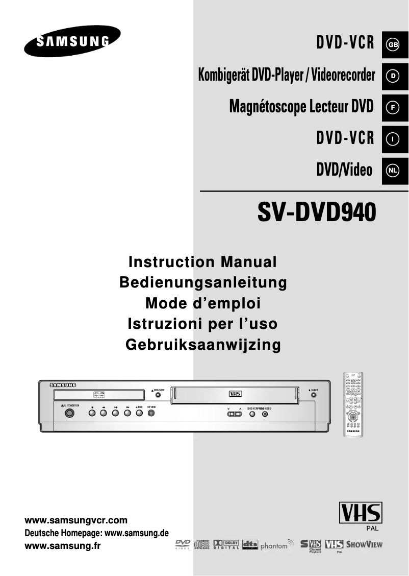 First page image of the manual for SV-DVD940