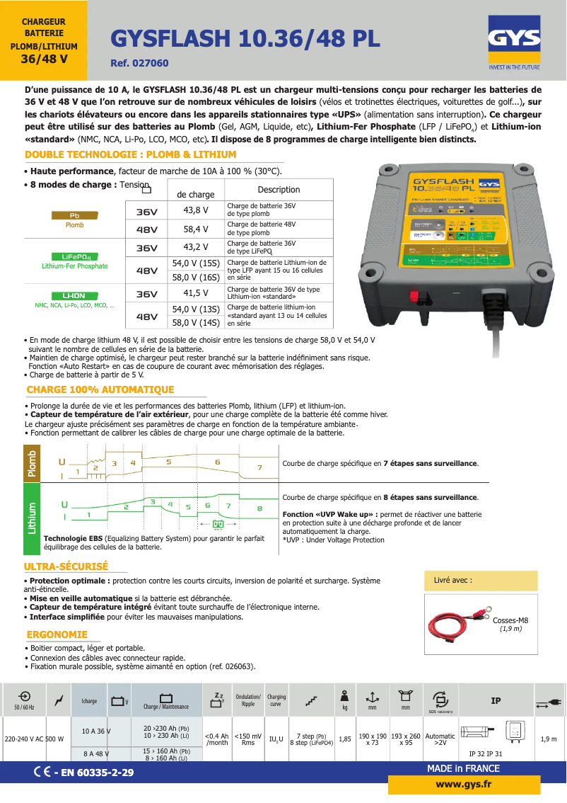 First page image of the manual for Gysflash 10.36/48 PL