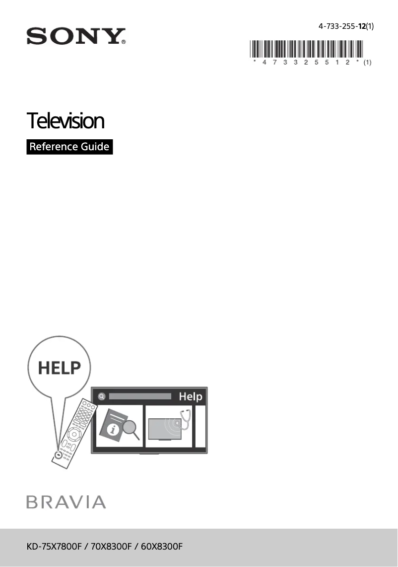 First page image of the manual for Bravia KD-60X8300F