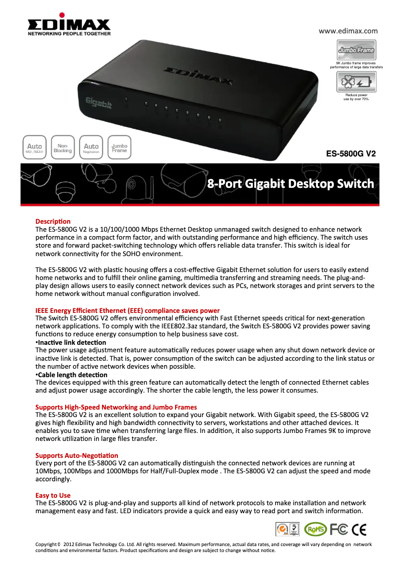 First page image of the manual for ES-5800G V2