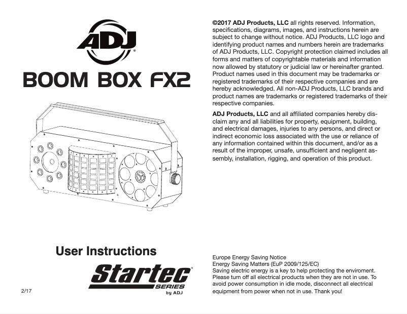Page 1 of the manual User Manual American DJ Boom Box FX2
