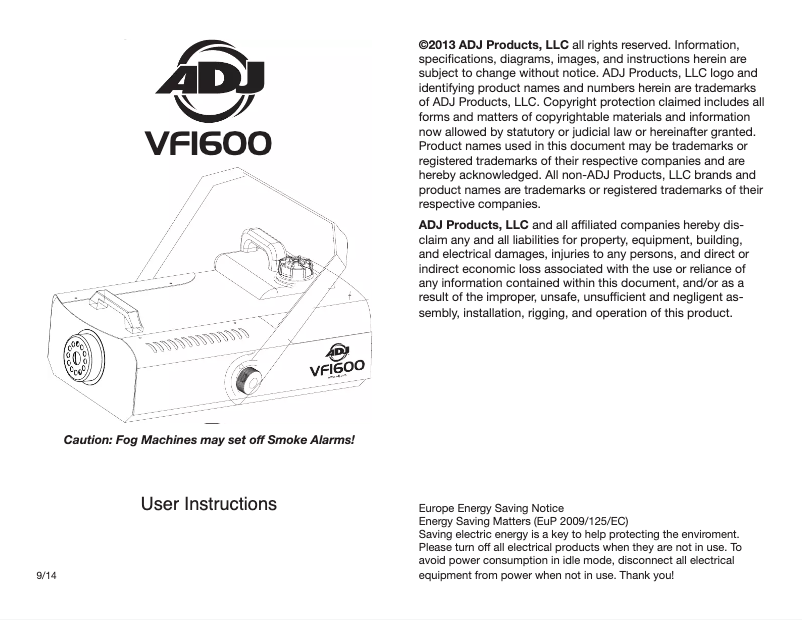 First page image of the manual for VF1600