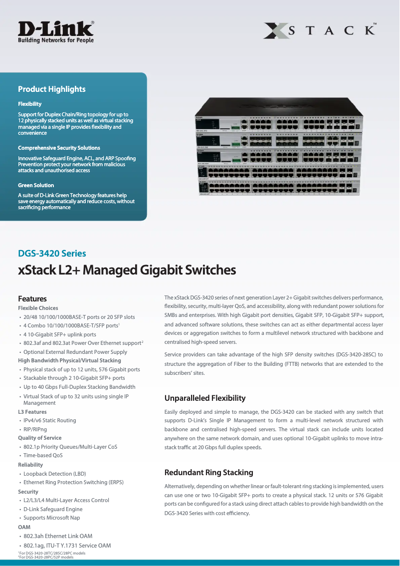 First page image of the manual for DGS-3420