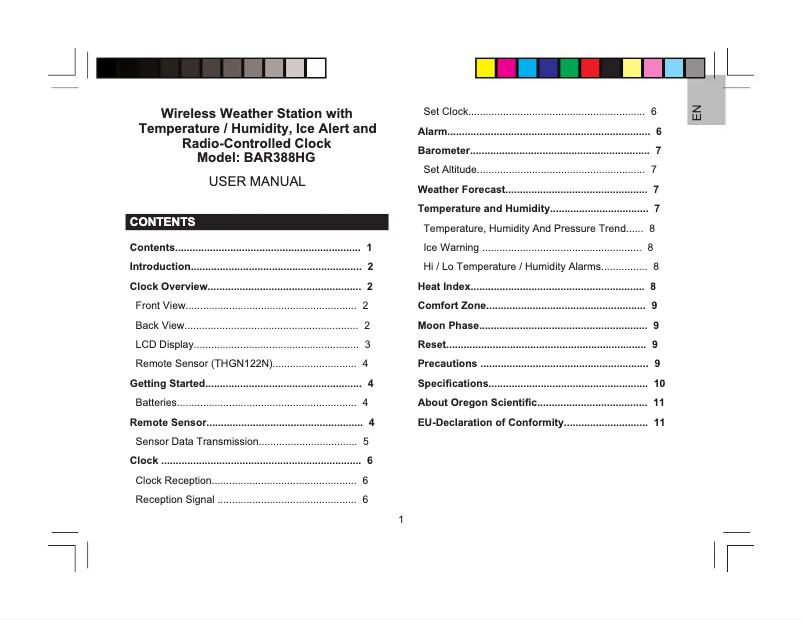 First page image of the manual for BAR388HG