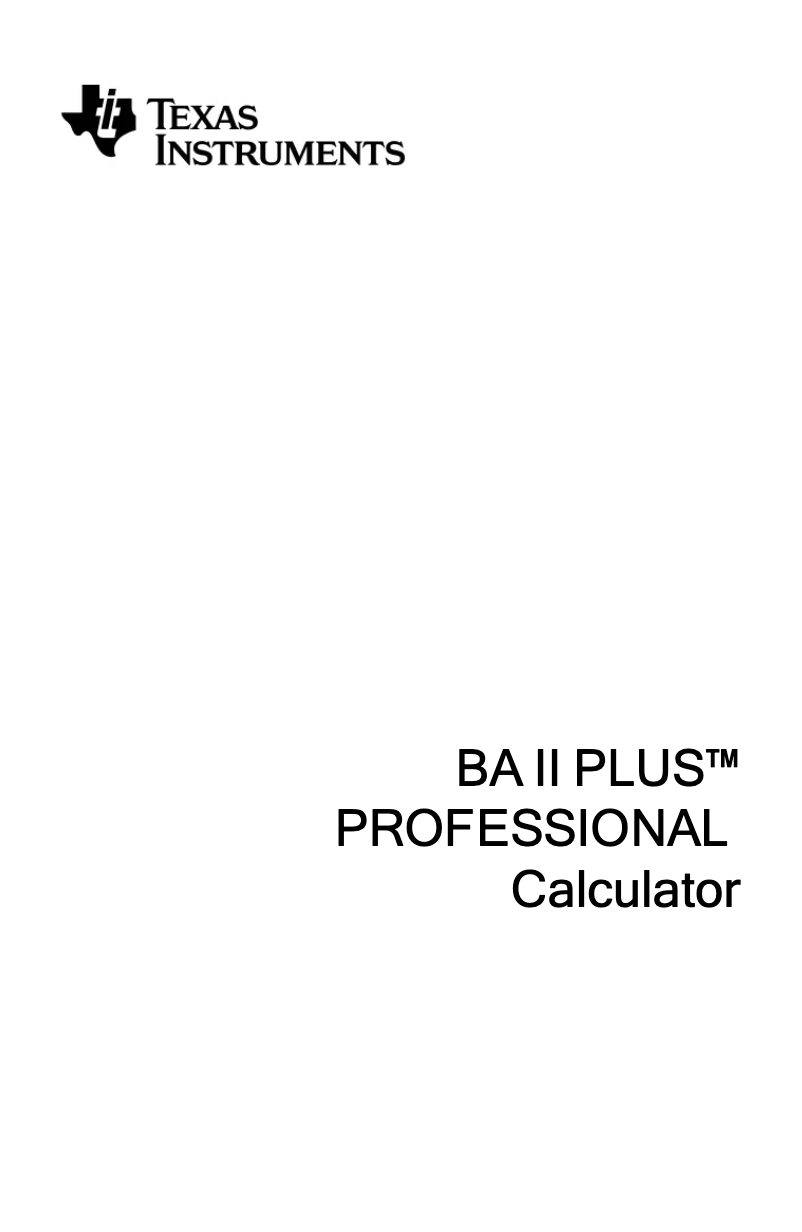 First page image of the manual for BA II Plus Professional