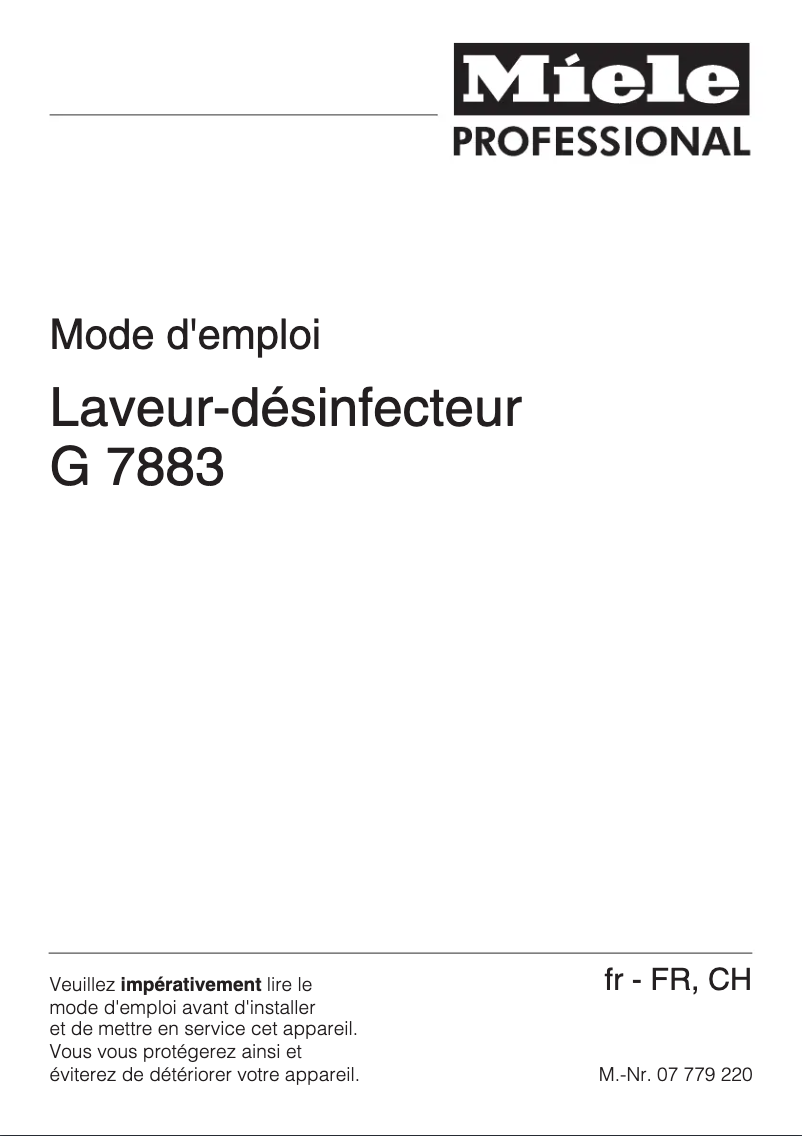 Page 1 of the manual User Manual Miele G 7883